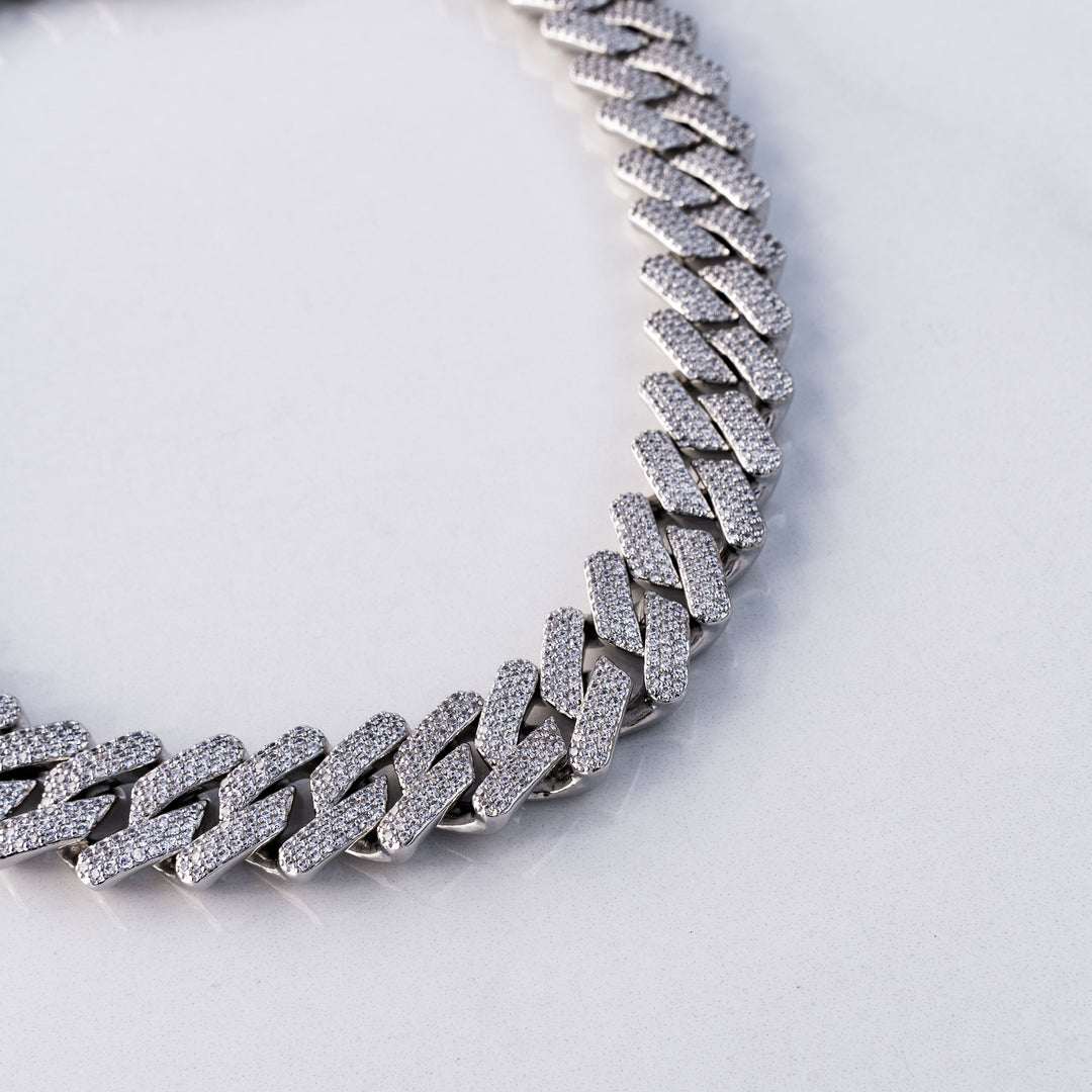 Iced Prong Link - Silver (20mm)