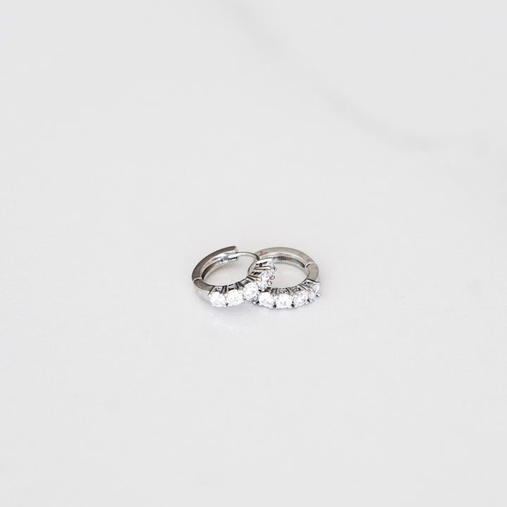 Stud Hoop Earrings - Silver (Pair)