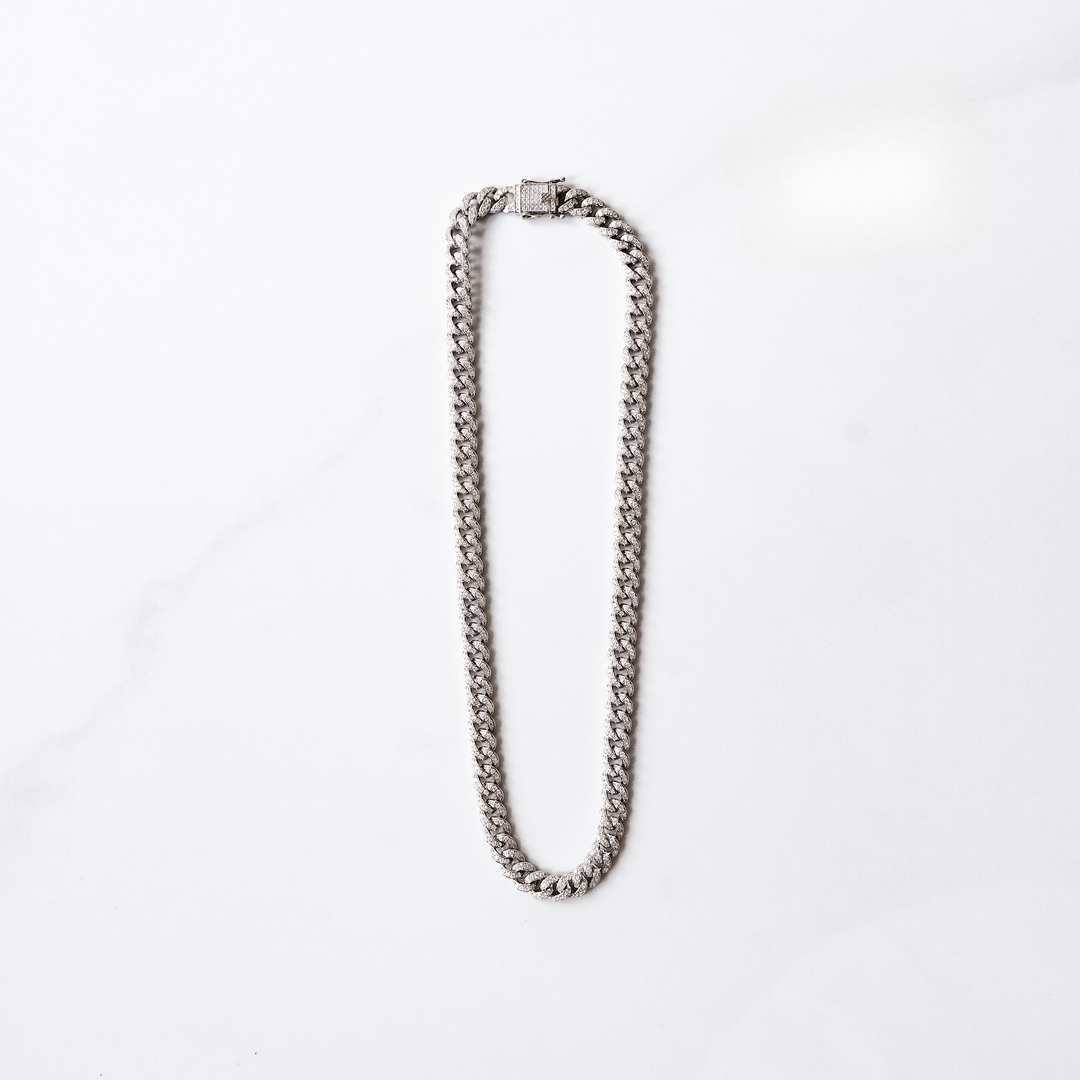 925 Silver Iced Miami Cuban Semi-Wide Link (8mm)