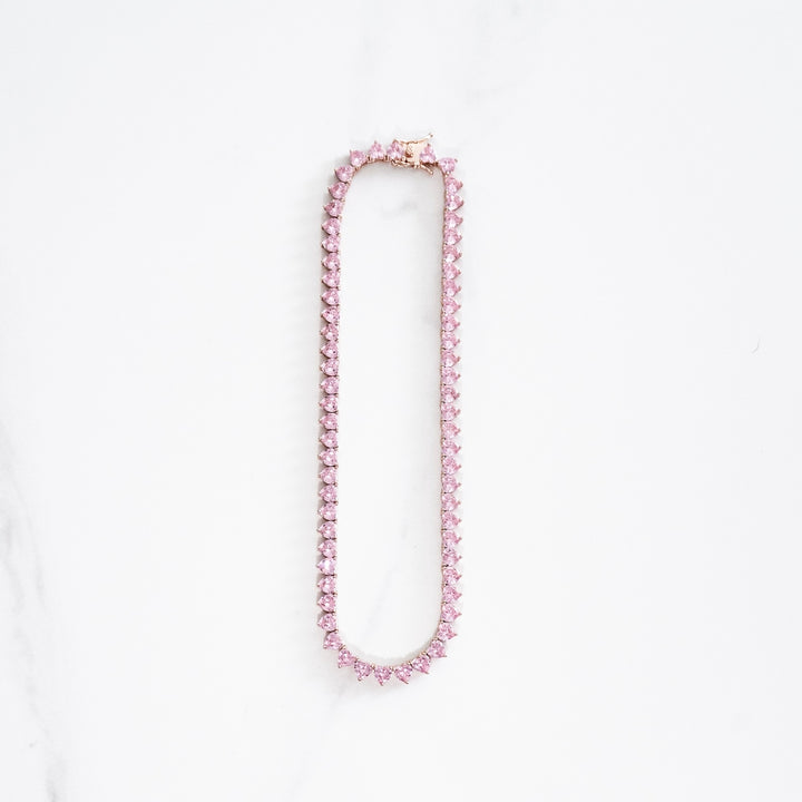 Heart Tennis Chain - Pink (7mm)