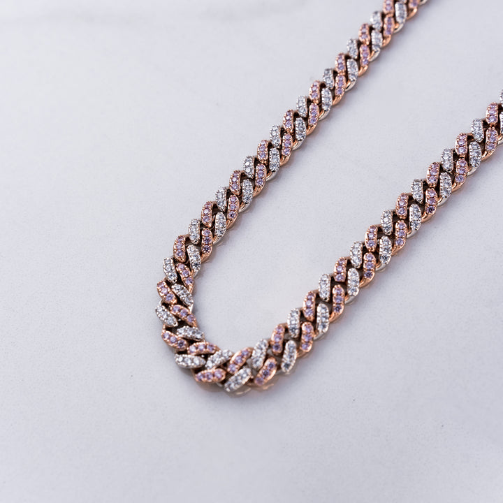 Iced Miami Cuban Link - Pink/Silver (8mm)