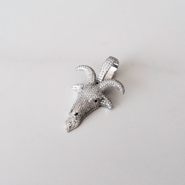 Iced Goat Pendant - Silver