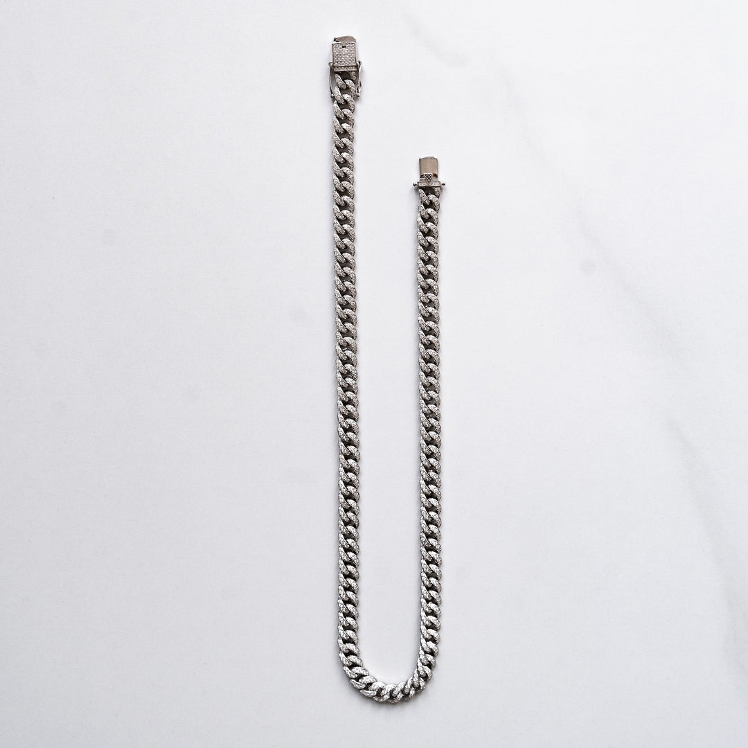 925 Silver Iced Miami Cuban Semi-Wide Link (8mm)