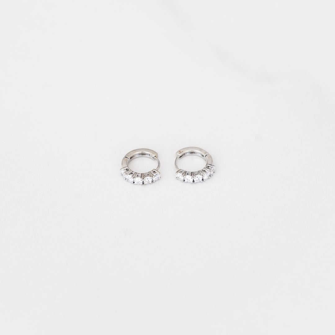 Stud Hoop Earrings - Silver (Pair)