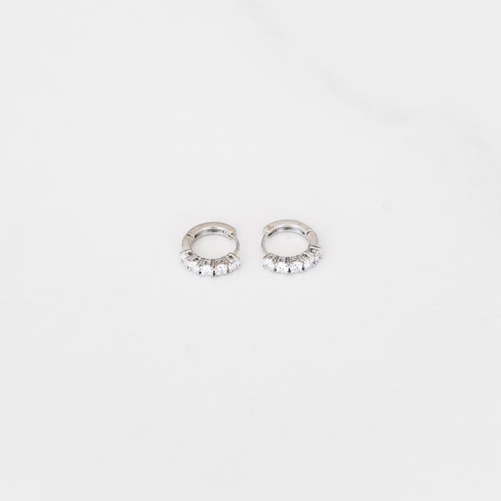 Stud Hoop Earrings - Silver (Pair)