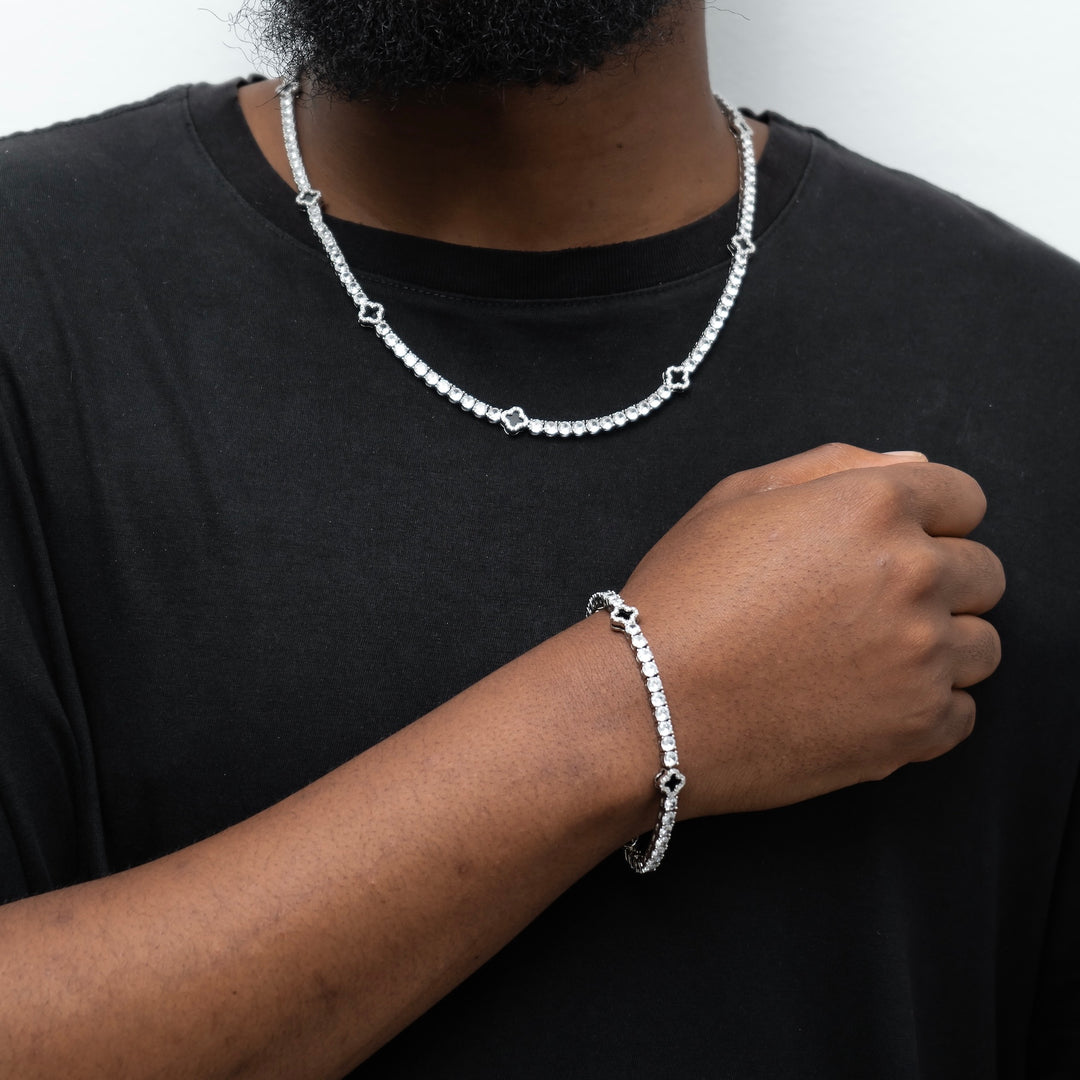 Tennis Chain & Bracelet w/Black Clover Bundle