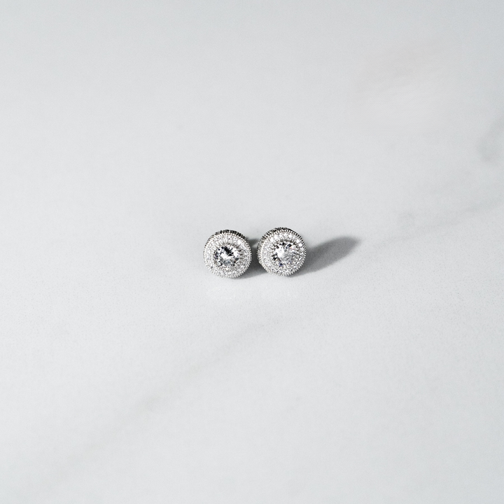 925 Solitaire Round Stud Earrings - Silver (Pair)