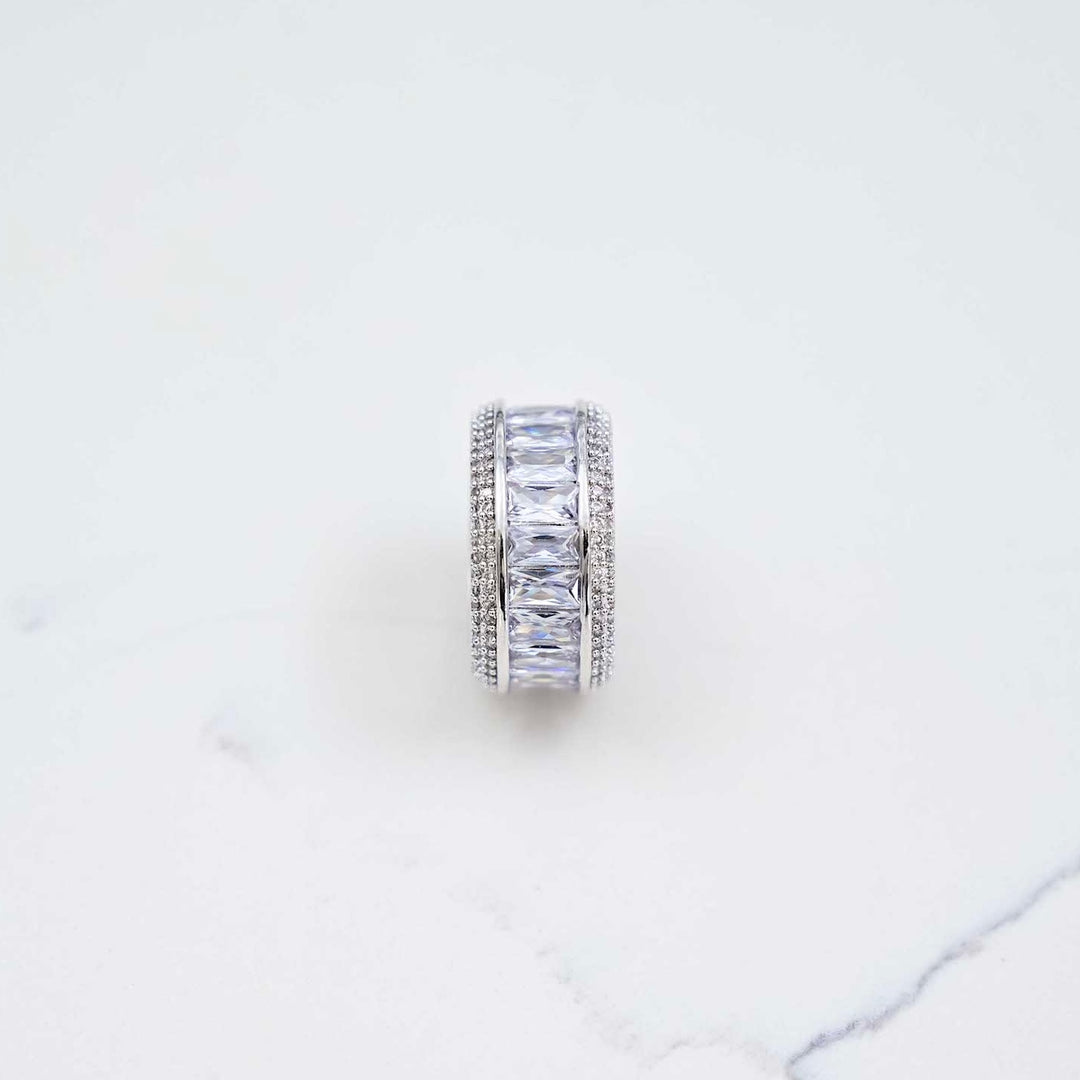 Close Up Baguette Band Ring - White Gold Side