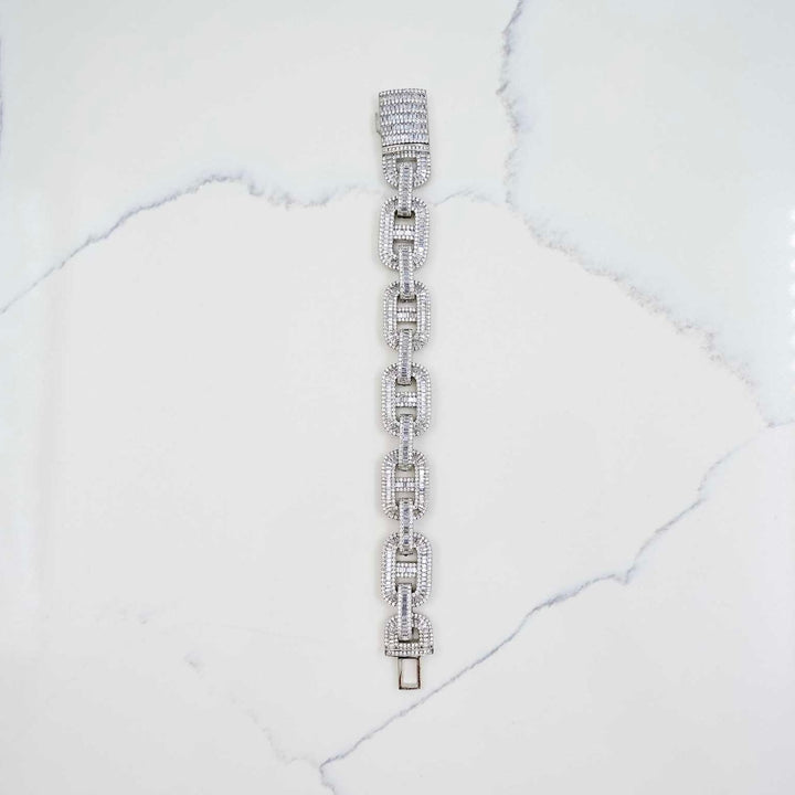 Baguette Gucci Link Bracelet - White Gold Marble Shot 