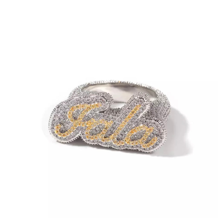 Custom Iced Out Ring - Silver and Gold Side