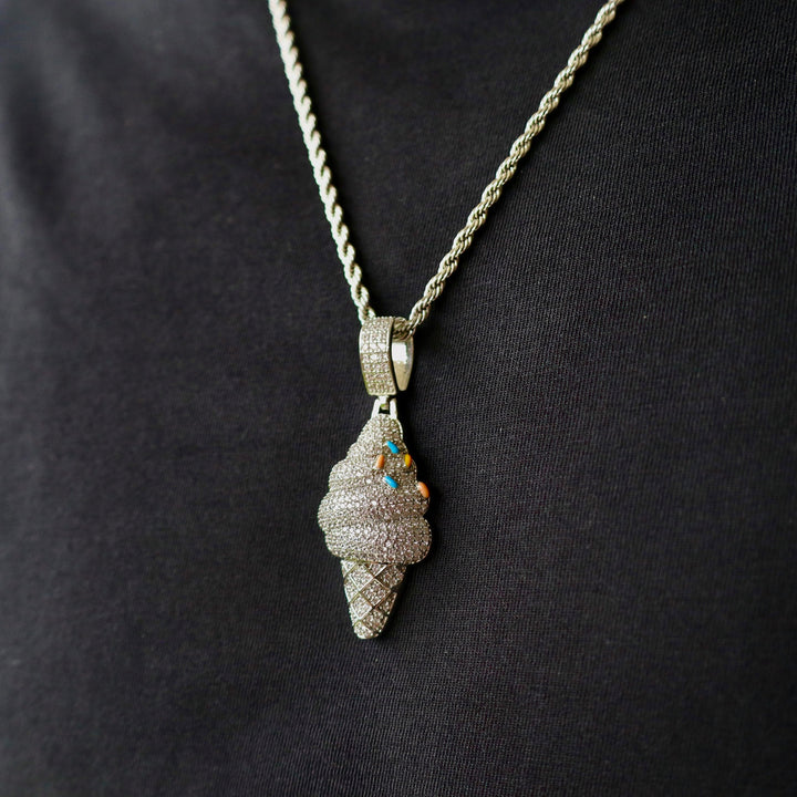 Close Up Of The Ice Cream Pendant - White Gold