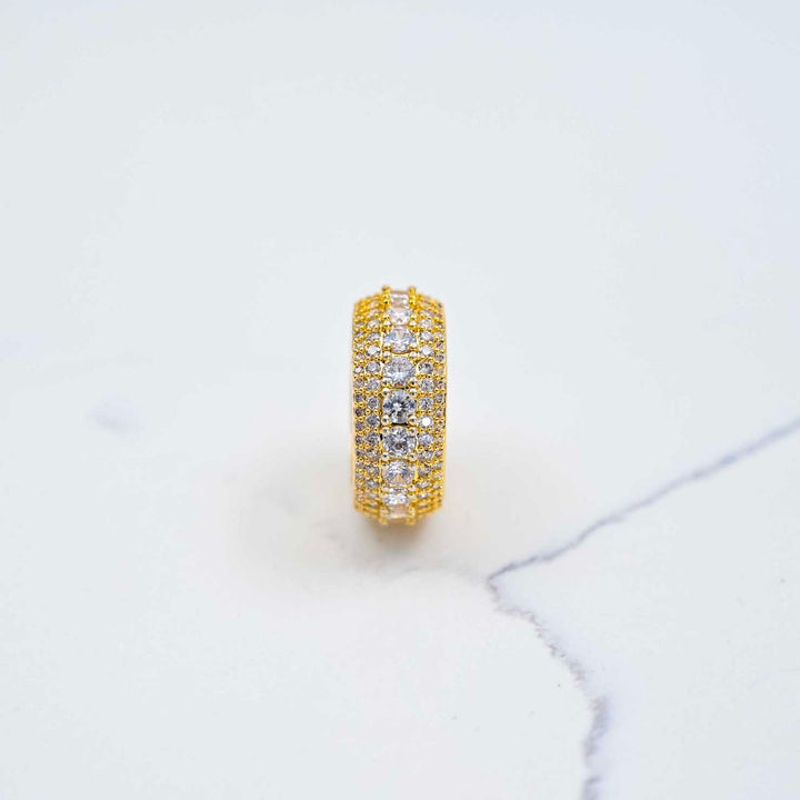 Iced Band Ring - Yellow Gold on White Marble