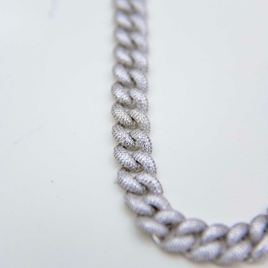 Iced Miami Cuban Link - White Gold (14mm) on White Marble