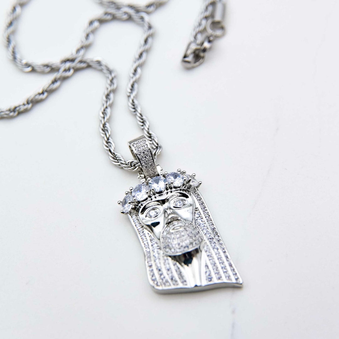 Jesus Piece - White Gold on White Marble