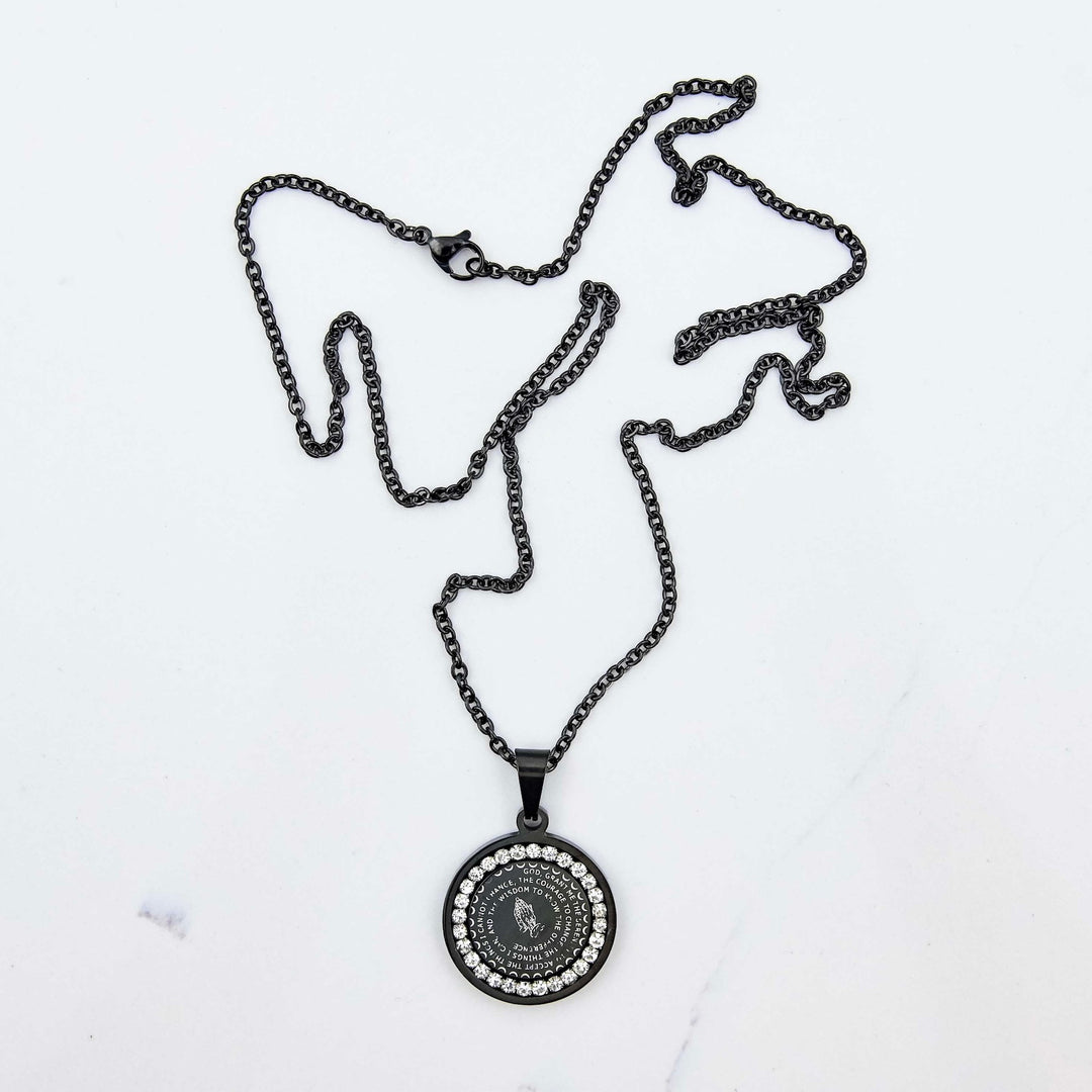 Saint Pendant - Black on White Marble