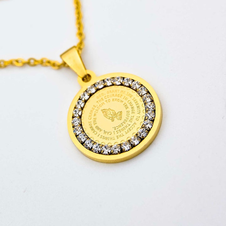 Saint Pendant - Yellow Gold on White Marble