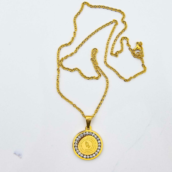 Saint Pendant - Yellow Gold on White Marble