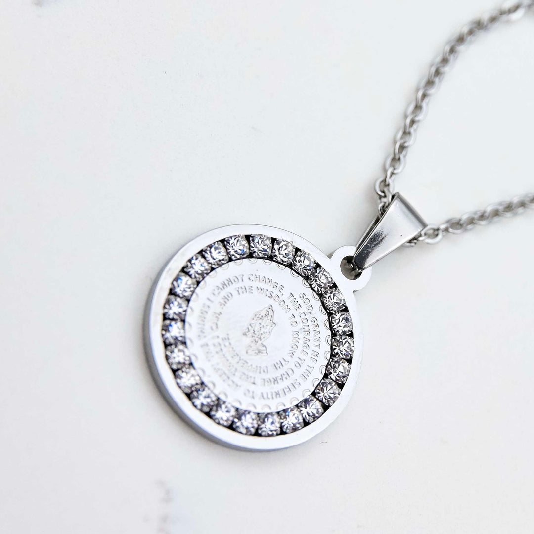 Saint Pendant - White Gold on White Marble