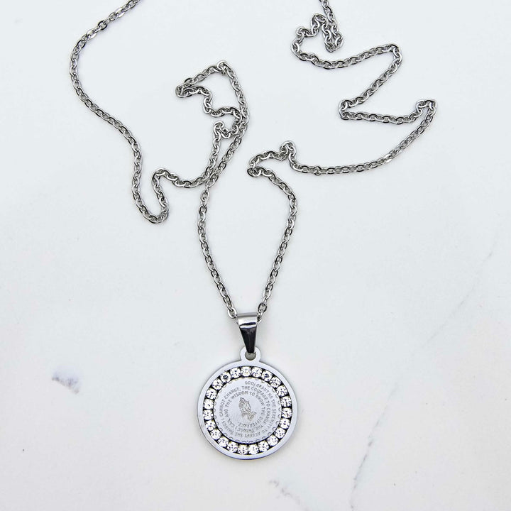 Saint Pendant - White Gold on White Marble