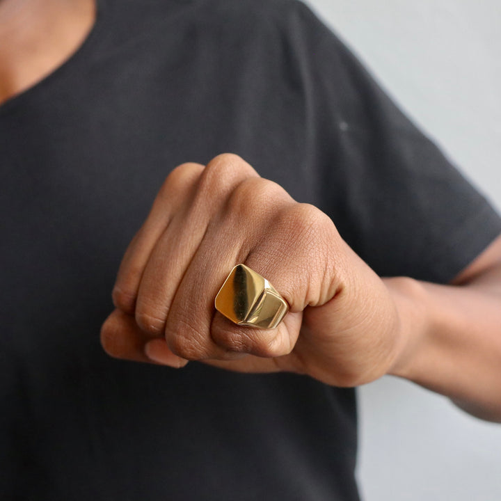 Model Wears The Signet Ring - Gold