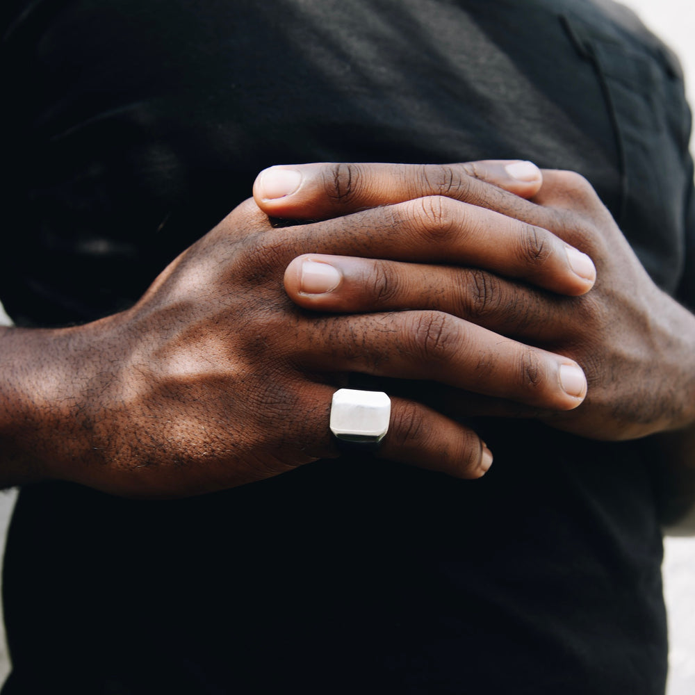 Model Wears The Signet Ring - Silver