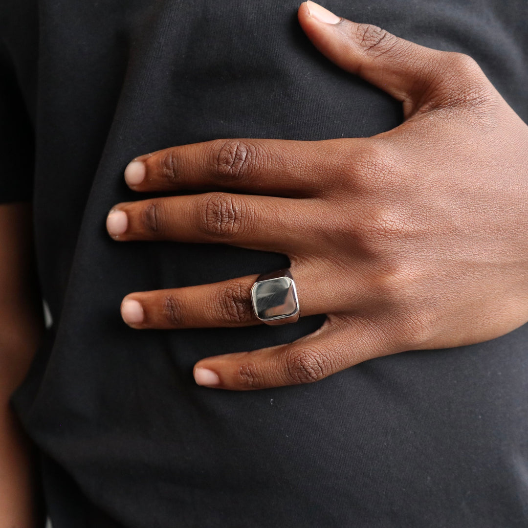 Model Wears The Signet Ring - Silver