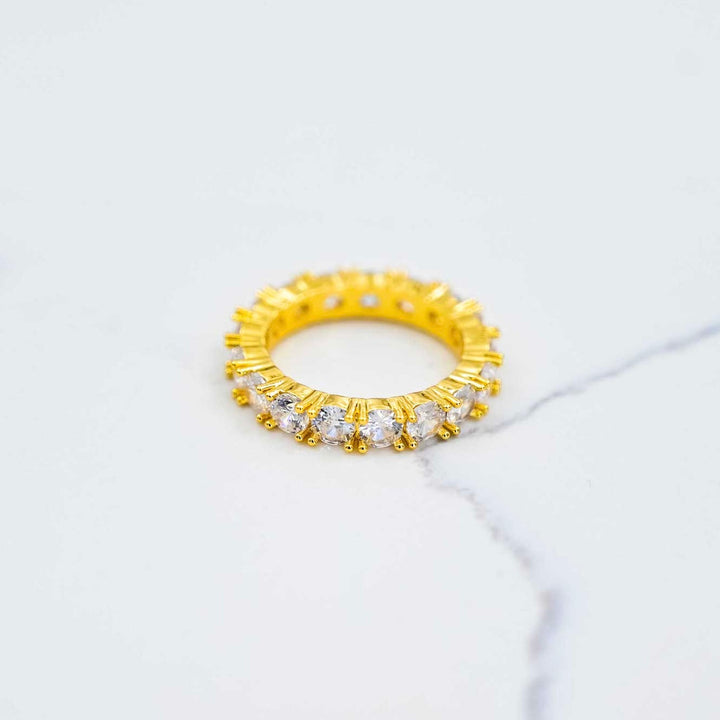 Solitaire Ring - Yellow Gold (5mm) on White Marble