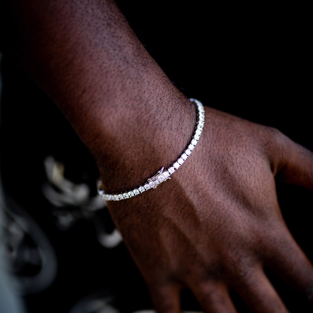 Model Wears The Tennis Bracelet - White Gold (3mm) 