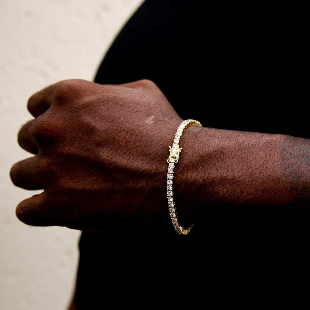 Model Wears The Tennis Bracelet - Yellow Gold (3mm) 