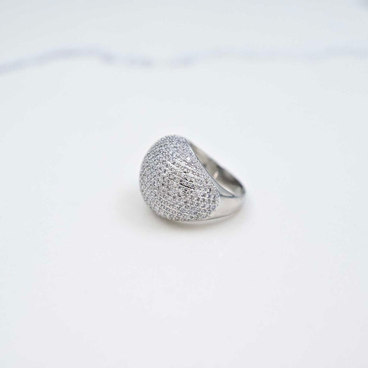 The Don Ring - White Gold on White Marble