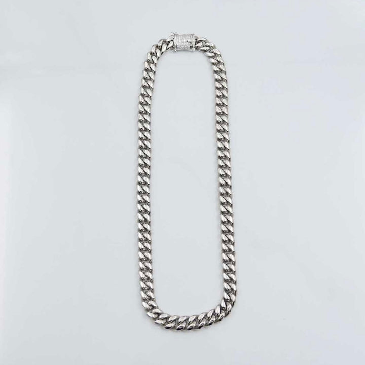 Miami Cuban Link Chain w/ Box Clasp - Silver (12mm)