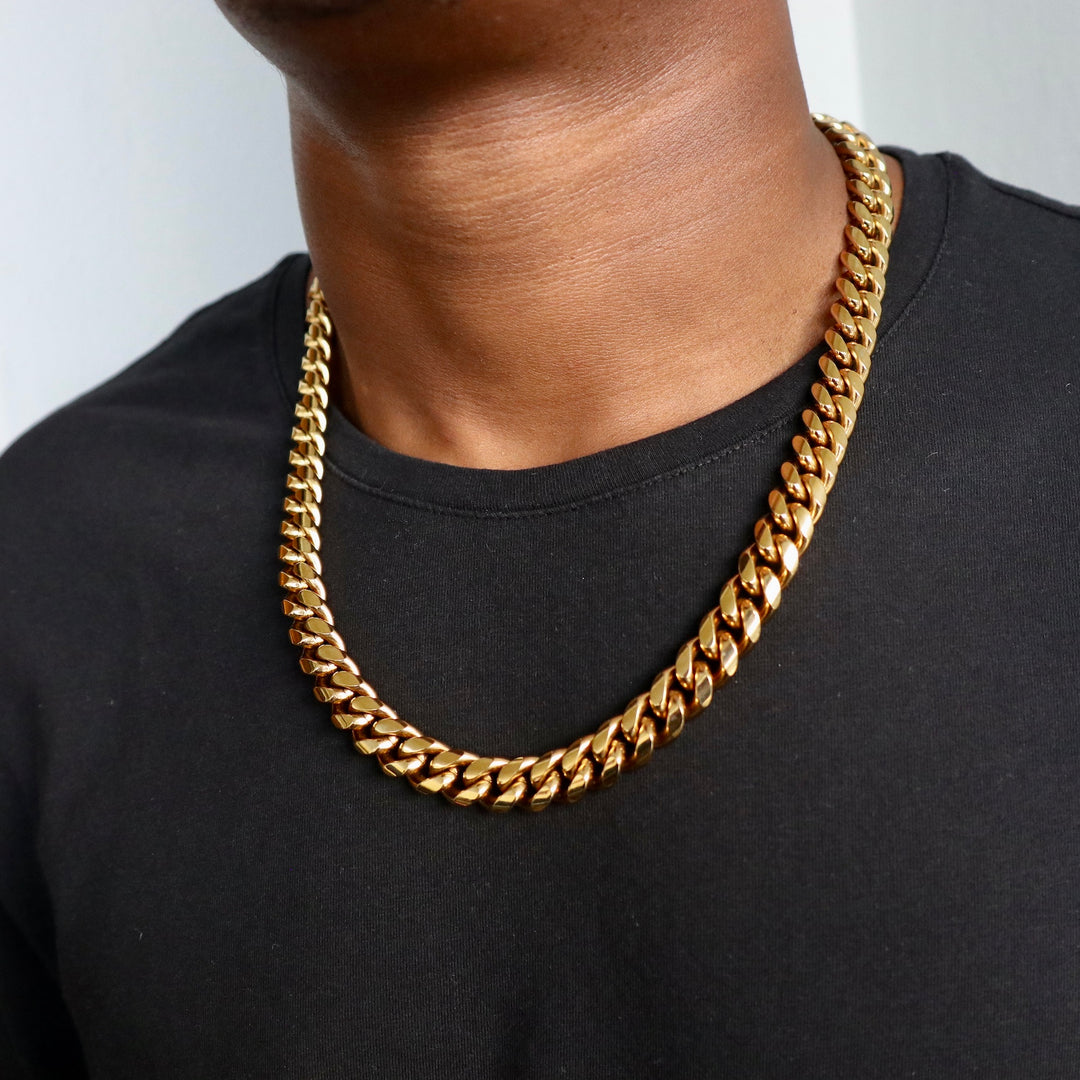 Miami Cuban Link Chain w/ Box Clasp - Gold (12mm)